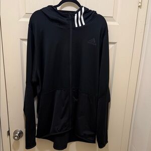 Adidas Black Hooded Jacket with Stripes